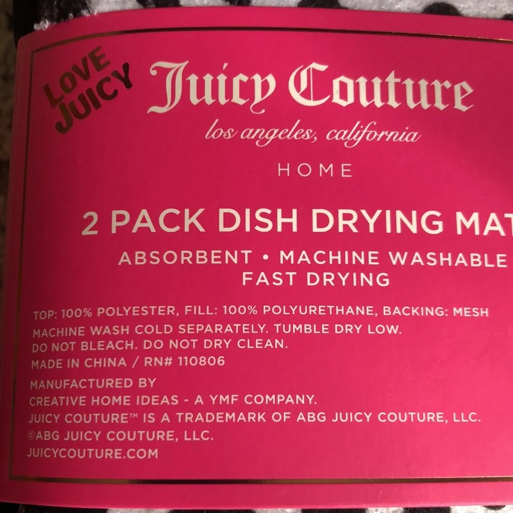 Juicy Couture Black & White Leopard Dish Drying Mats - 2 Pack